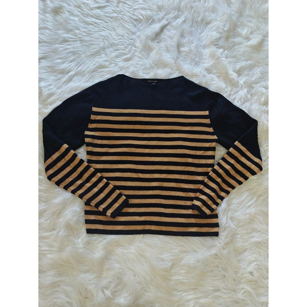 Who What Wear Black & Gold Long-Sleeved Sweater, Size Small